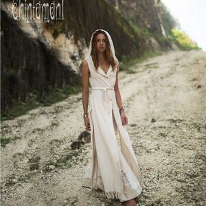 Chintamani Alchemistry Sleeveless Hooded Maxi Dress with Belt in Cream